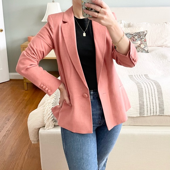 Sezane Jackets & Blazers - Sezane Gracie Relaxed Linen Blazer in Blush